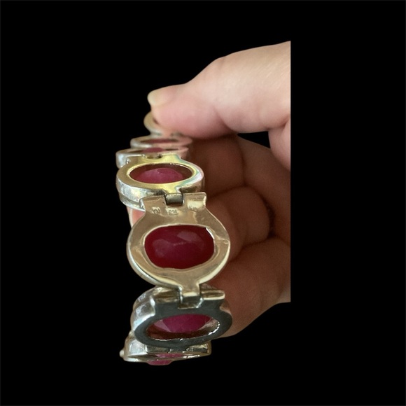 Sterling and blood ruby bracelet - Picture 3 of 4
